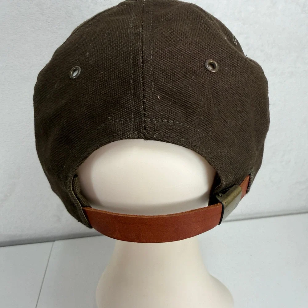 Harley Davidson Hat Dad Cap Brown Canvas Leather Strapback Embroidered Biker
